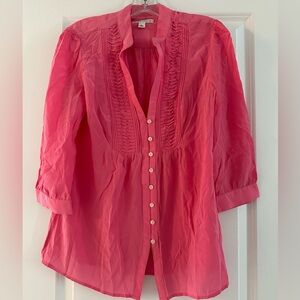 Banana Republic neon pink silk blouse